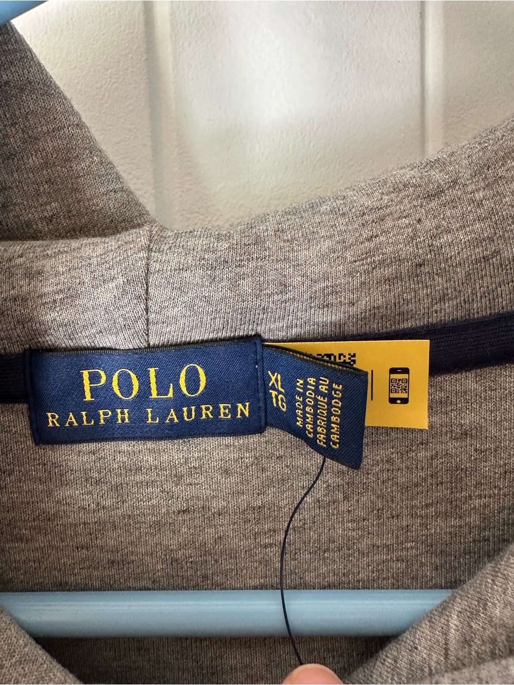 Polo Ralph Lauren 1967 Logo Around Double Knit Hoodie Women’s XL Gray Navy - Picture 3 of 8